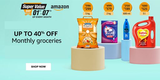 Amazon Super Value Days | Upto 40% + Extra Rs.600 Discount on Grocery Via SBI Cards