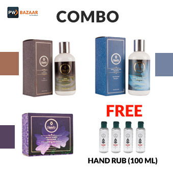 STATELY ESSENTIALS HAIR ESSENTIALS KIT | Shampoo, Hair Hydrator, White Bath Bar & Hand Sanitizer | PWSE22