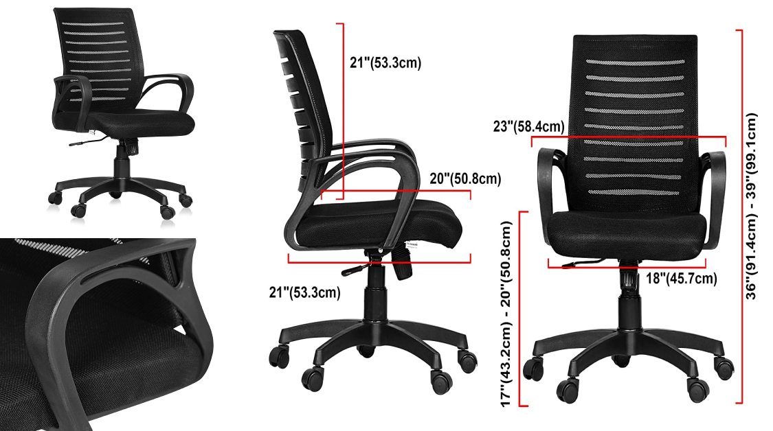 URBAN Boom 02 Mid-Back Revolving Mesh Ergonomic Chair for Home & Office | Top 6 Best Office Chairs to Buy