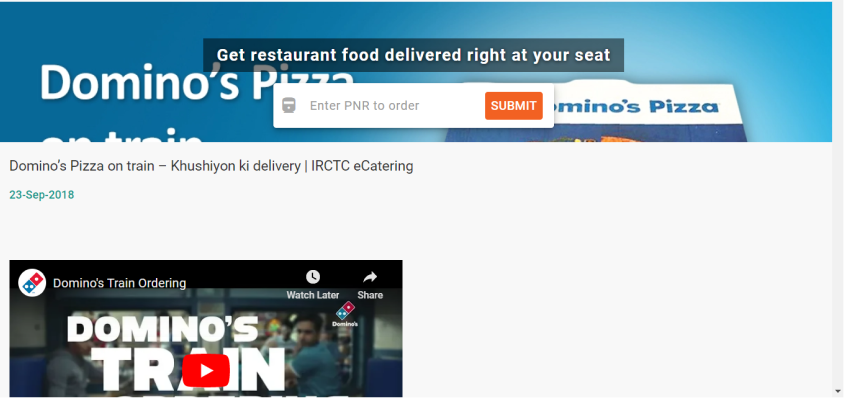 irctc pizza online order