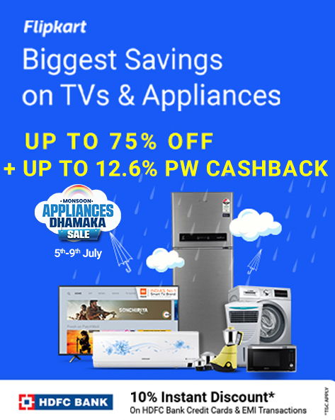 MONSOON APPLIANCES DHAMAKA SALE | Upto 75% Off + Extra 10% HDFC Bank Off on TVs & Appliances