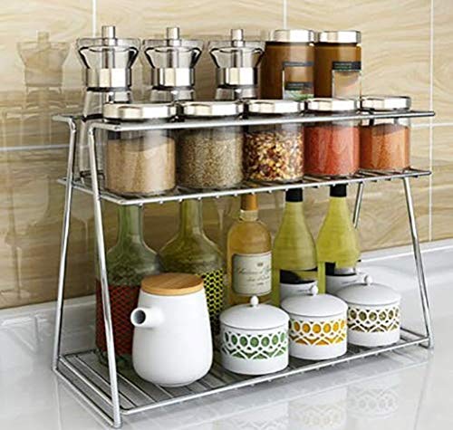 Deepa Recommends | Buy EverEx Stainless Steel Spice 2-Tier Trolley Container Organizer Organiser/Basket for Boxes Utensils Dishes Plates for Home (Multipurpose Kitchen Storage Shelf Shelves Holder Stand Rack)