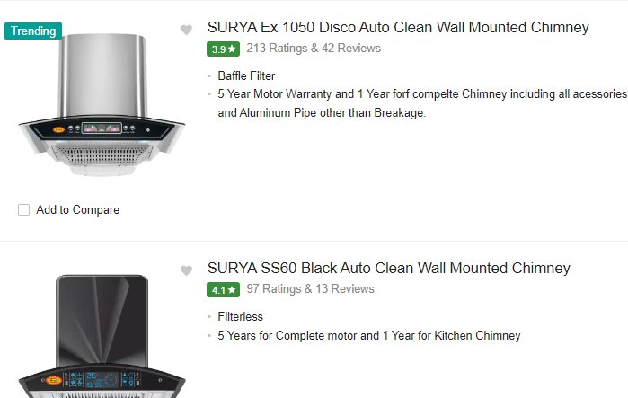 Surya Ex chimney | best kitchen chimney