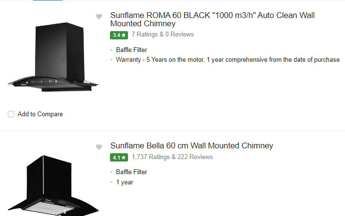 sunflame roma | best chimney in india