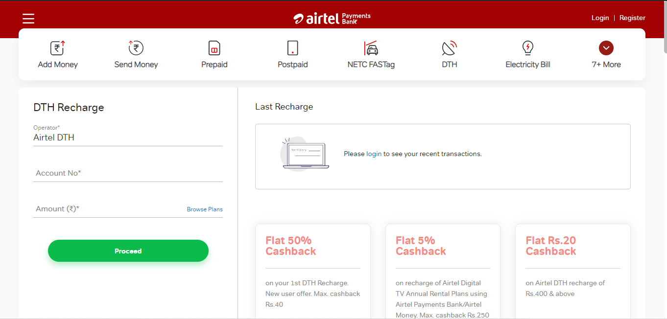 airtel dth recharge
