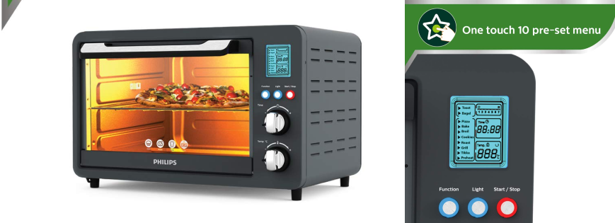 25 Litre Digital Oven Toaster Grill, Grey, 25 liter