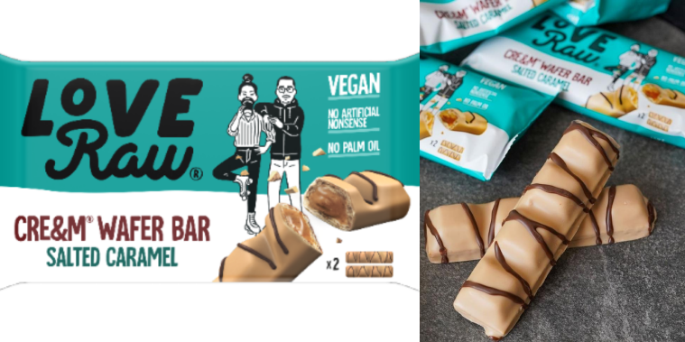LoveRaw vegan white chocolate cream wafer bar