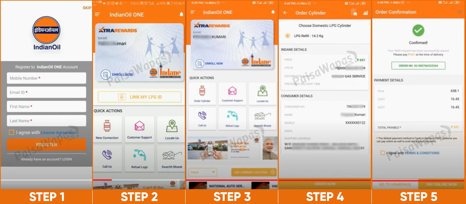 Book gas on Indane gas app
