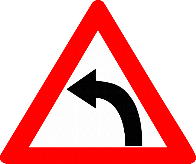 Left-Hand Curve Directing Street Sign