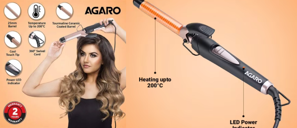 AGARO HC-6001 Hair Curler with 25mm Barrel (Black)