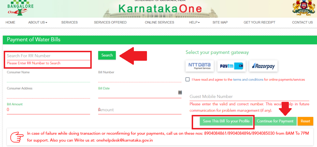 Online BWSSB Bill Payment