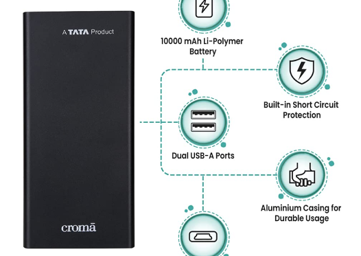 CROMA Power Bank with 10-Watt Fast Charging | Best Power Bank in India