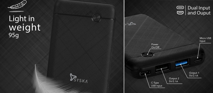 Syska P055OX 5000 mAh Lithium Polymer Power Bank 