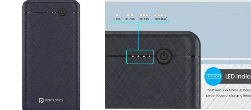 Portronics Power Brick II 10000 mAh Power Bank with LED Indicators