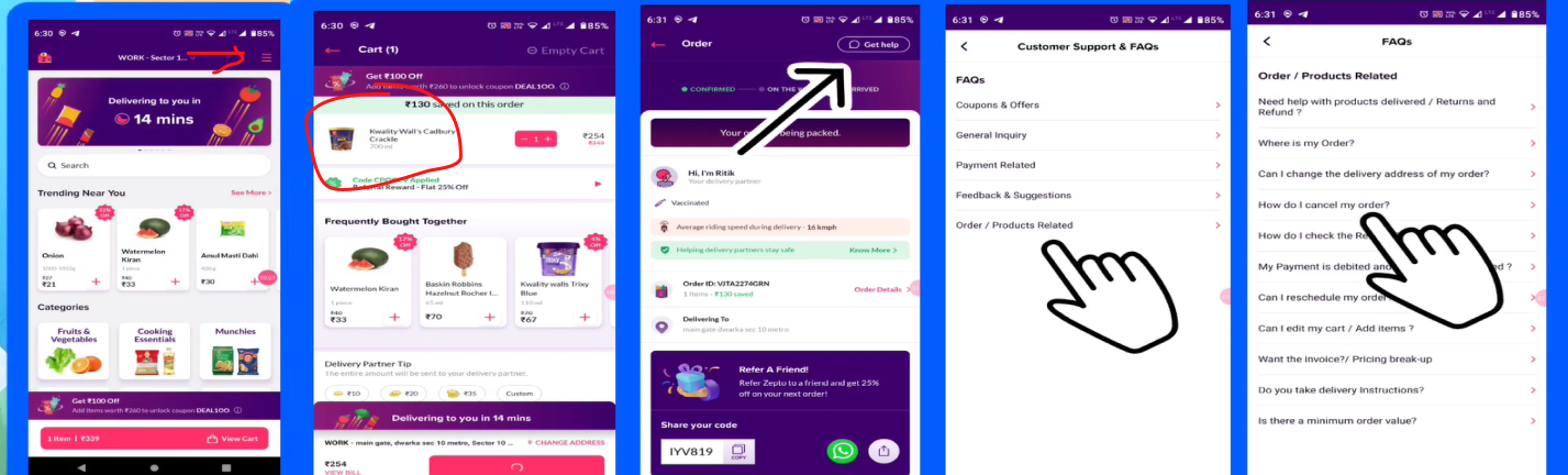 How to Cancel Order on Zepto