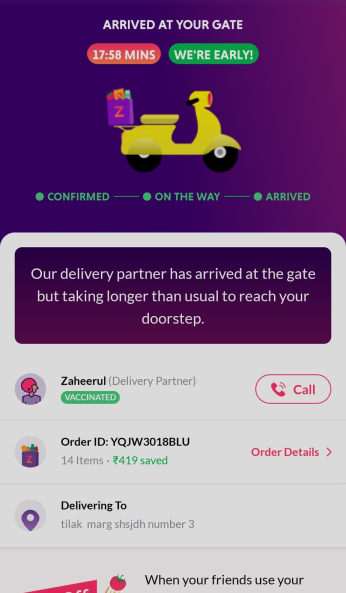 Cancel Order on Zepto