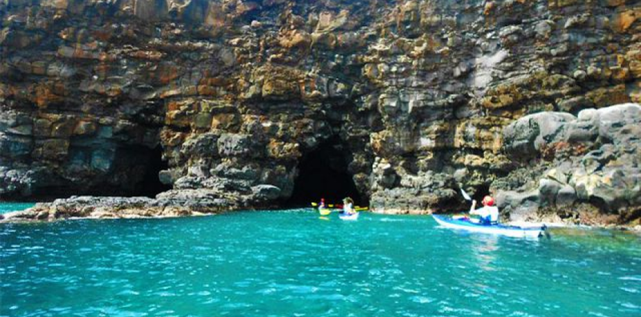Kayaking through caves in Albion Caves