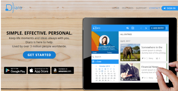 Diaro | Top App to use for Journaling Online
