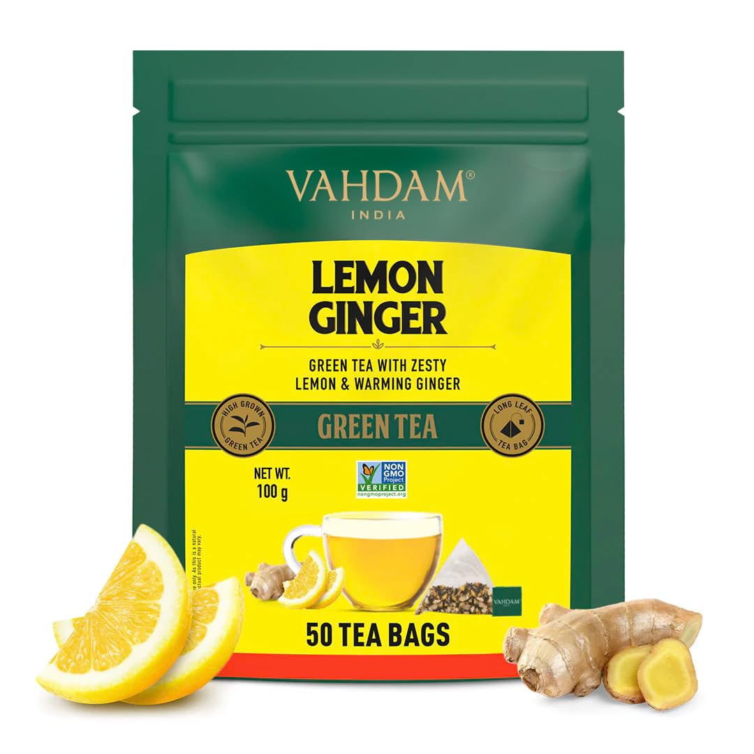 Best Green Tea Brands For Weight Loss | Vahdam Lemon Ginger Green Tea