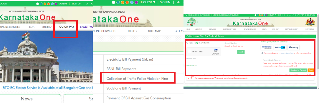 Bengaluru Traffic Bill Payment Online