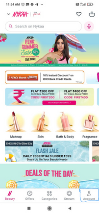 Select My account On nykaa