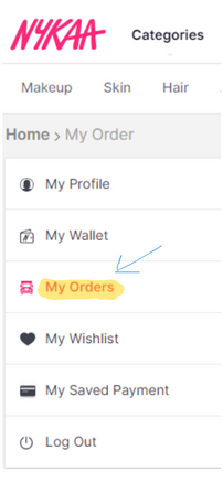 Select My order On Nykaa