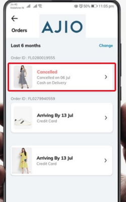  ajio cancel order