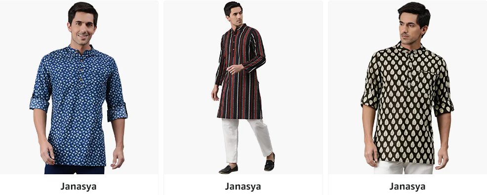 Janasya Printed Kurta Pajama for Men