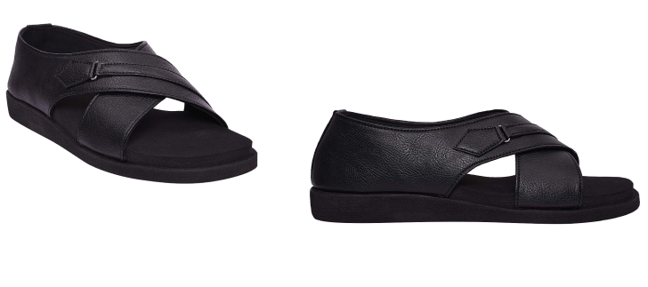 DR PLUS Men's Black Orthopedic Slipper