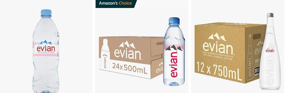 Evian bottled mineral water