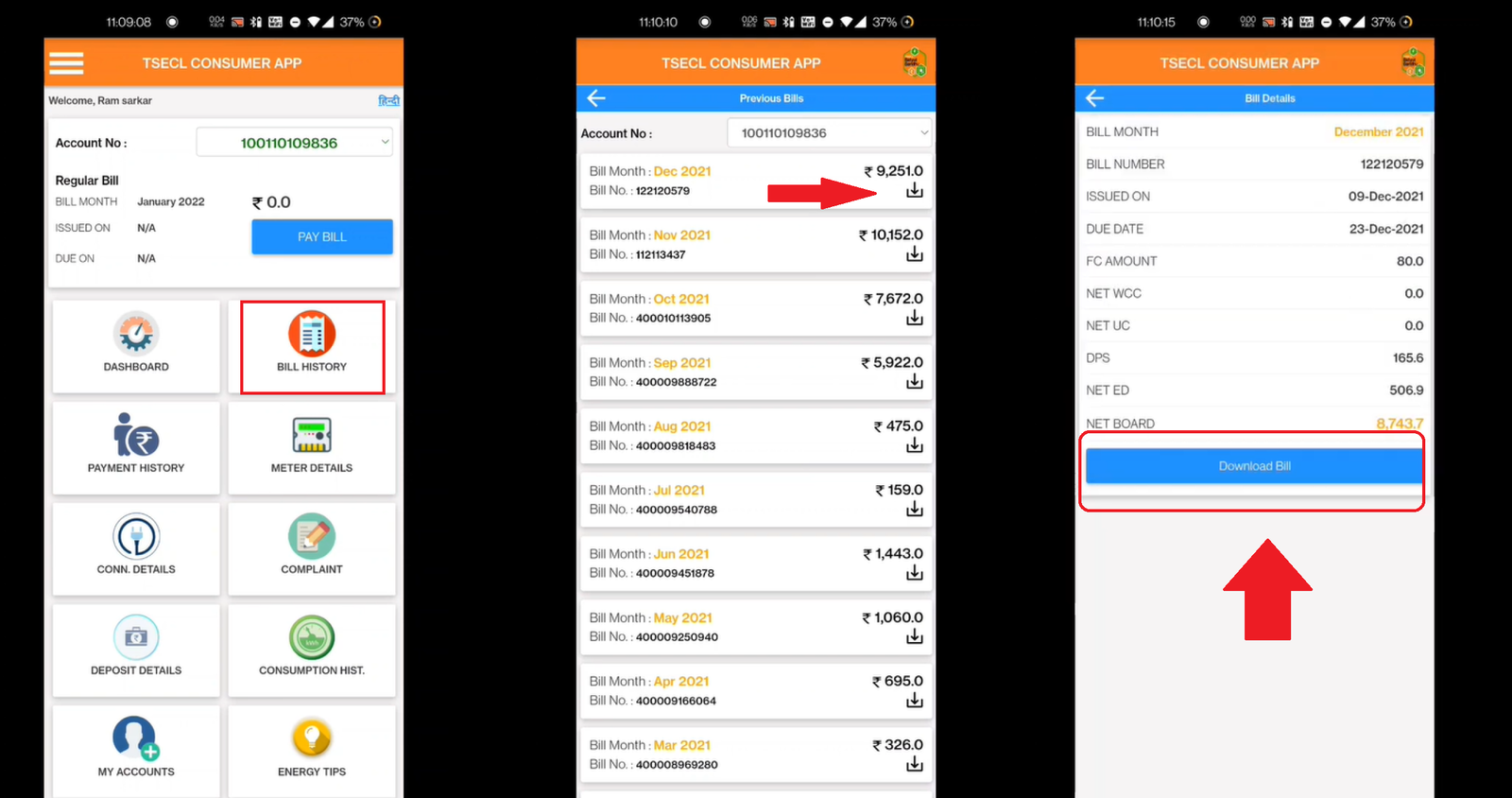 TSECL Electricity bill PDF Download