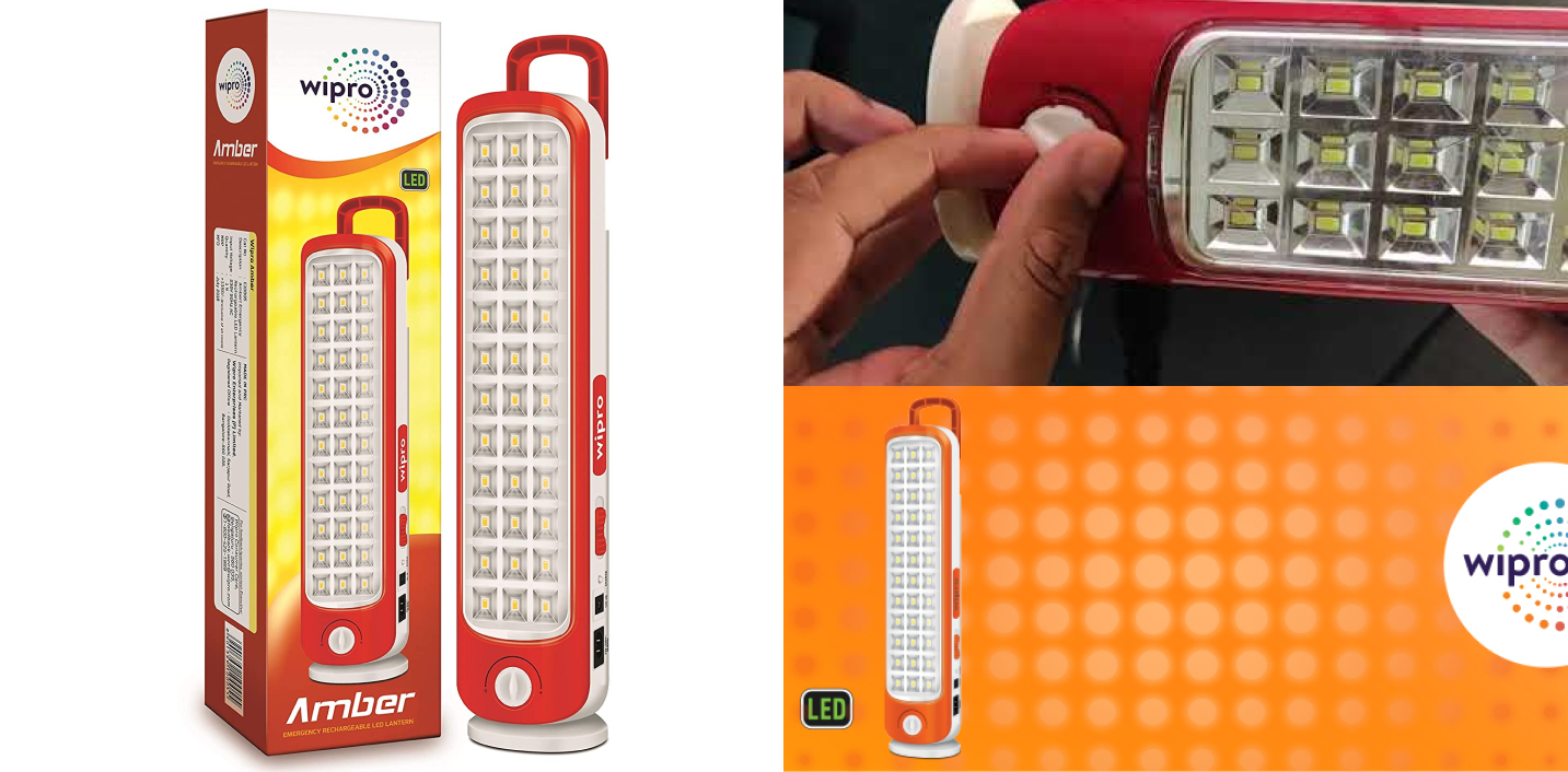 Wipro Amber Rechargeable LED Emergency Light for Home