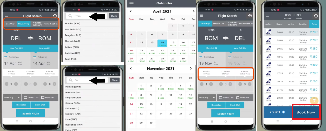 Steps to book a flight ticket online