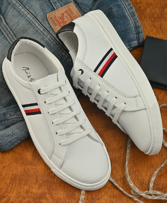 Mast & Harbour Men White Striped Sneakers
