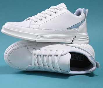 Here&Now Men White & Blue Comfort Insole Basics Sneakers