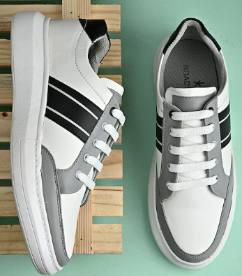 Roadster the Lifestyle Co Men White Striped Casual Sneakers