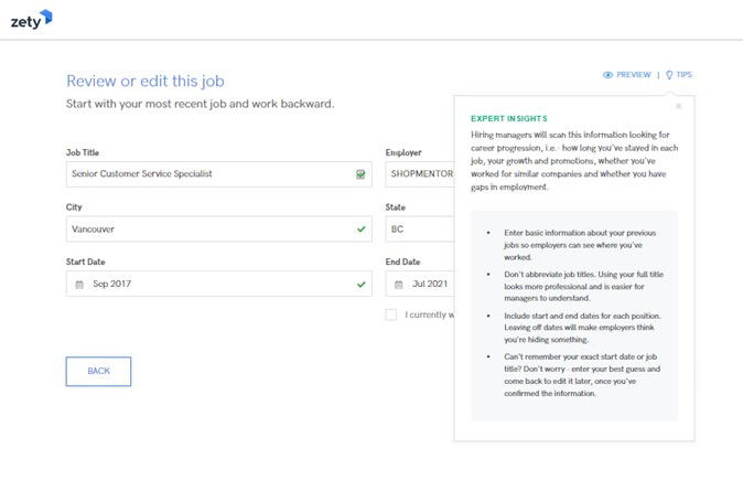 Zety Resume Builder Online