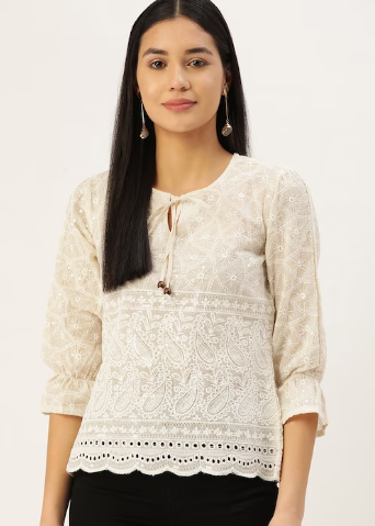 chikankari tops for jeans