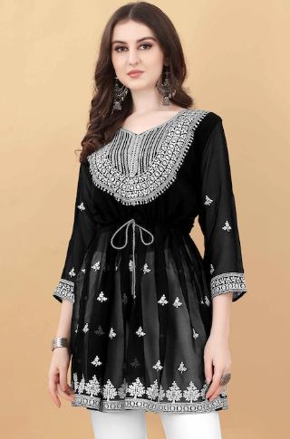 chikankari short tops