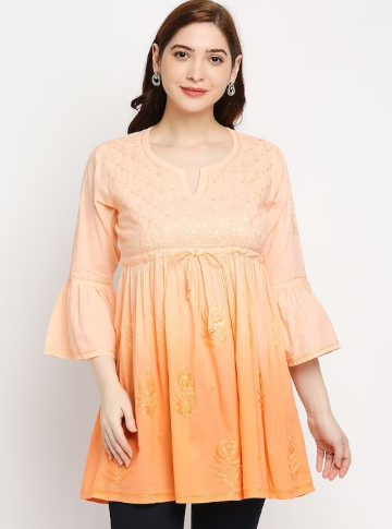 chikankari short kurti