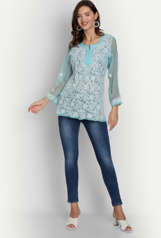 chikankari tunic top