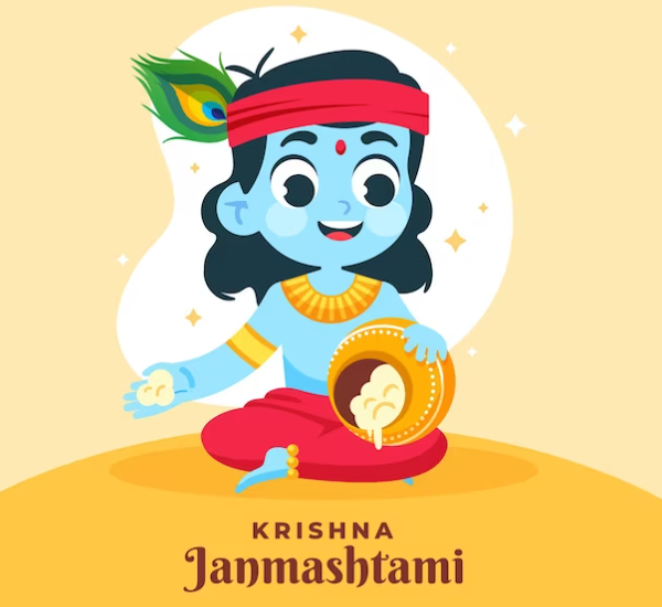 Happy Janmashtami Drawing