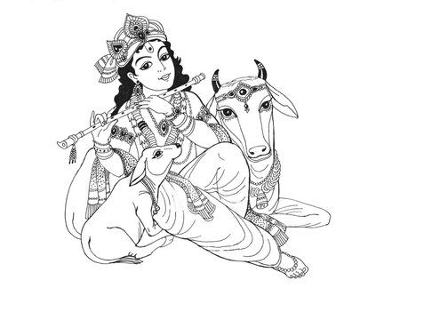 Janmashtami Drawing Krishna