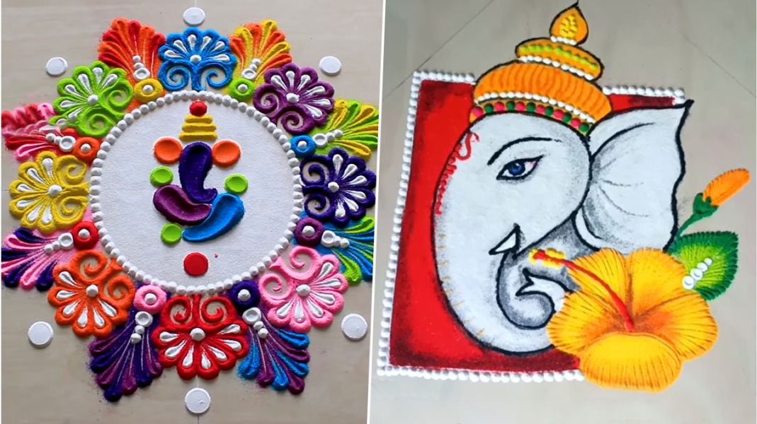 Create a rangoli | GANESH PUJA DECORATION IDEAS