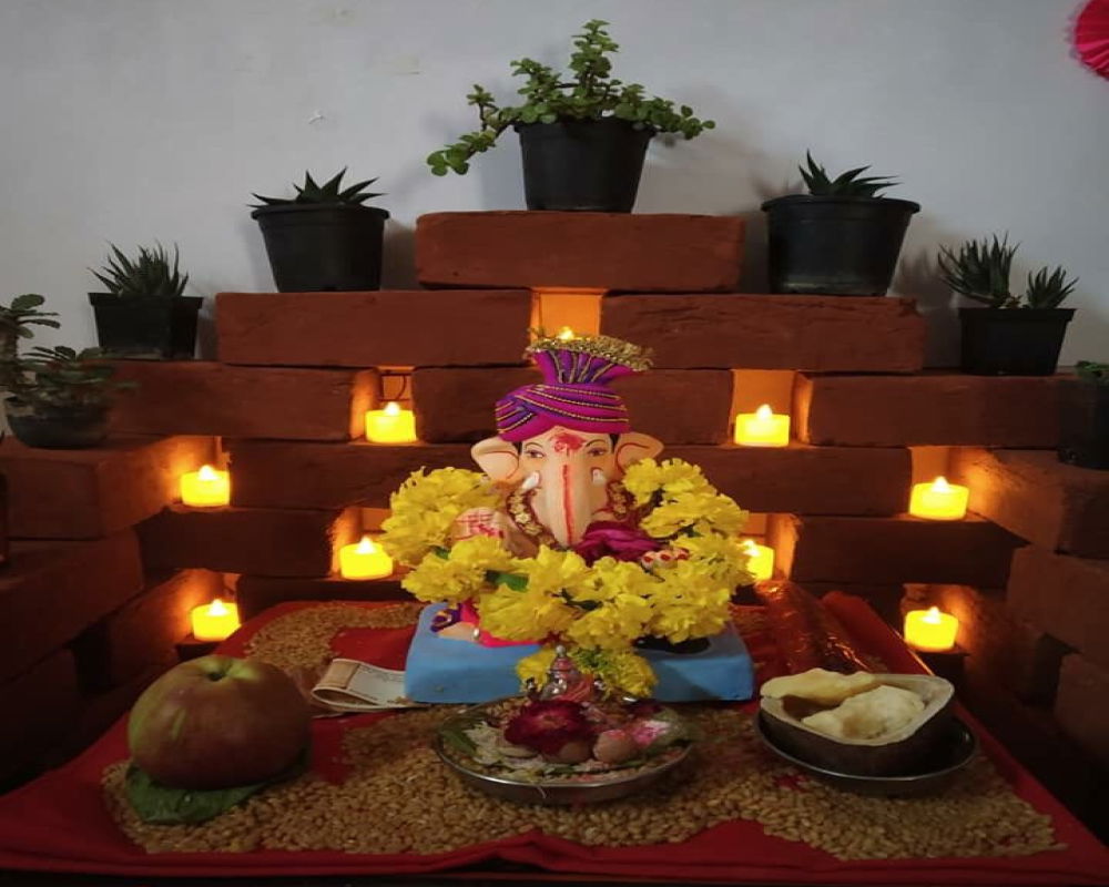 Decorate with diyas | GANESH PUJA DECORATION IDEAS