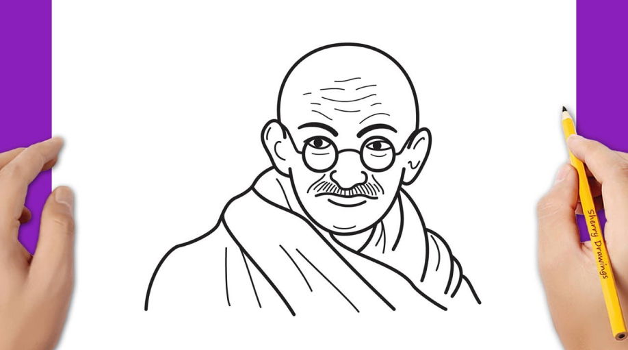 Easy Pencil Sketch of Mahatma Gandhi