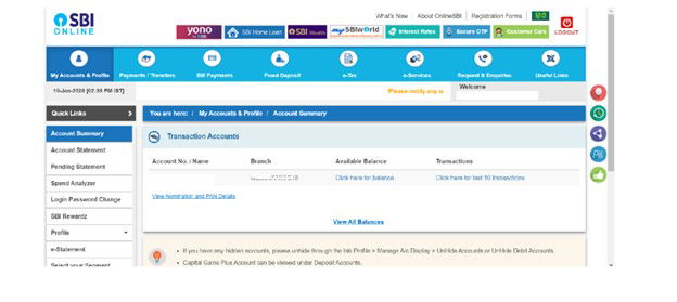 SBI Online Personal Banking Login