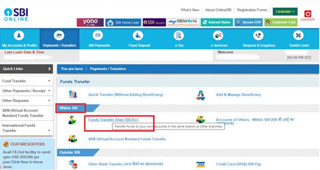 sbi online process of moving money 3