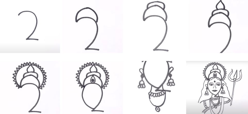 Maa Durga Easy Drawing for Kids