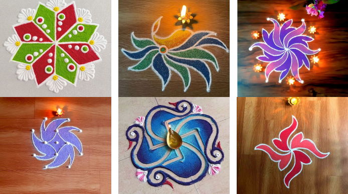 Simple & Small Free Hand Rangoli Designs
